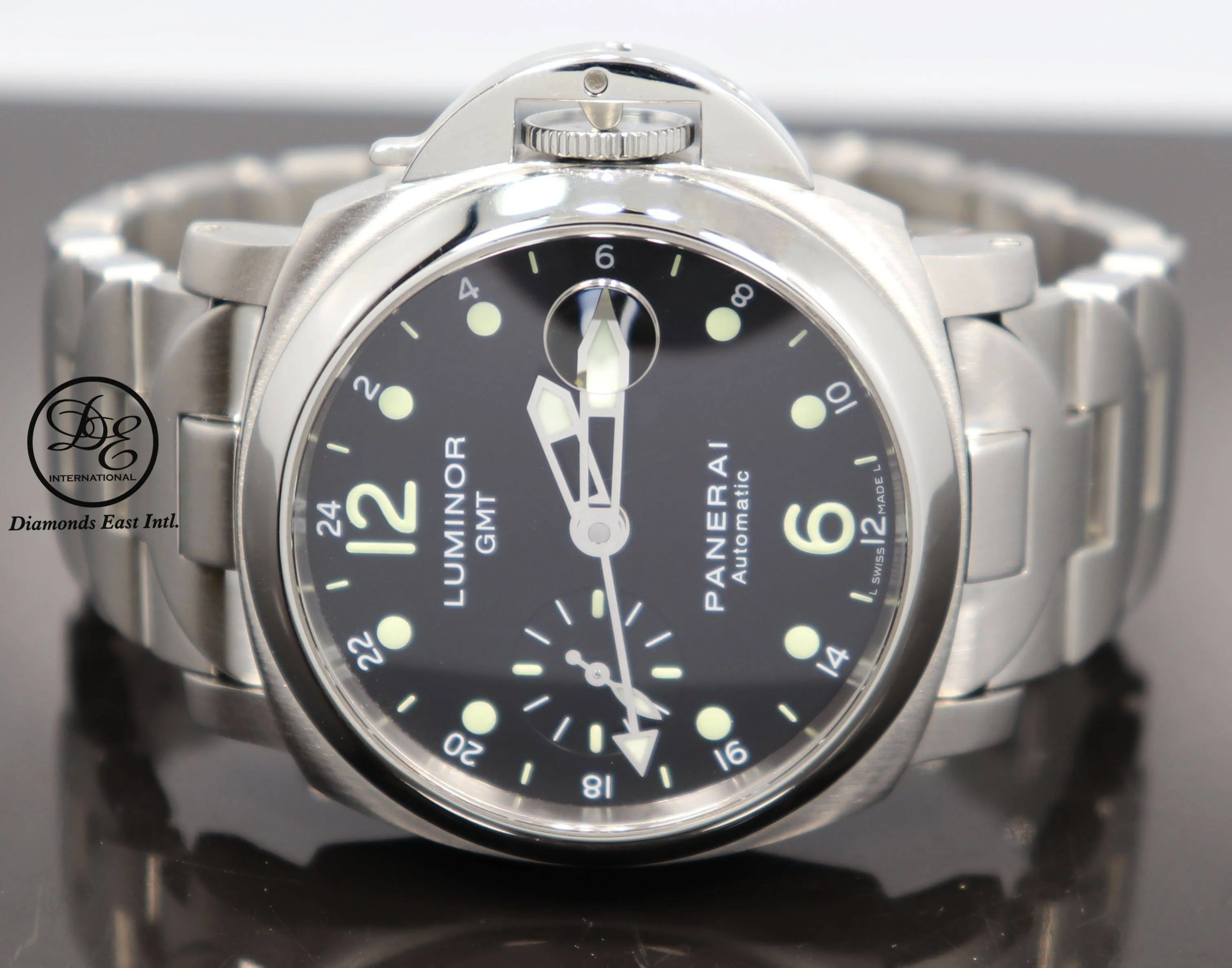 PANERAI Luminor Marina GMT PAM159 40mm Stainless Steel Bracelet Automatic Watch Mint