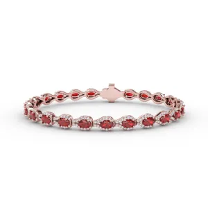 Pear-Shaped Diamond & Ruby Bracelet