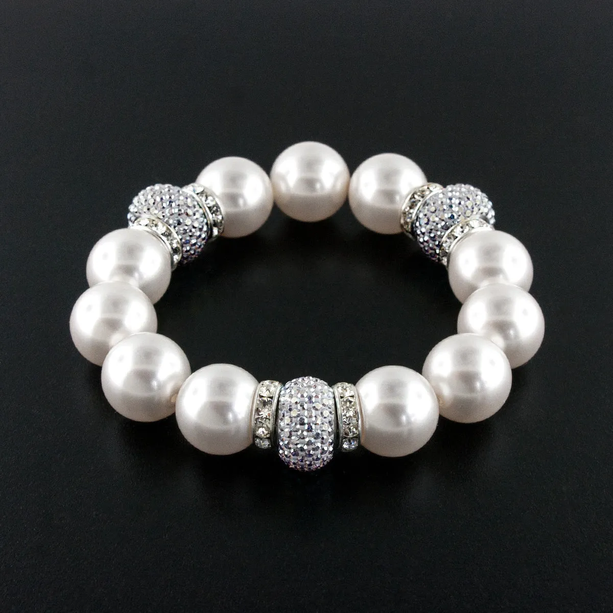 Pearl & Pavé Charm Stretch Bracelet