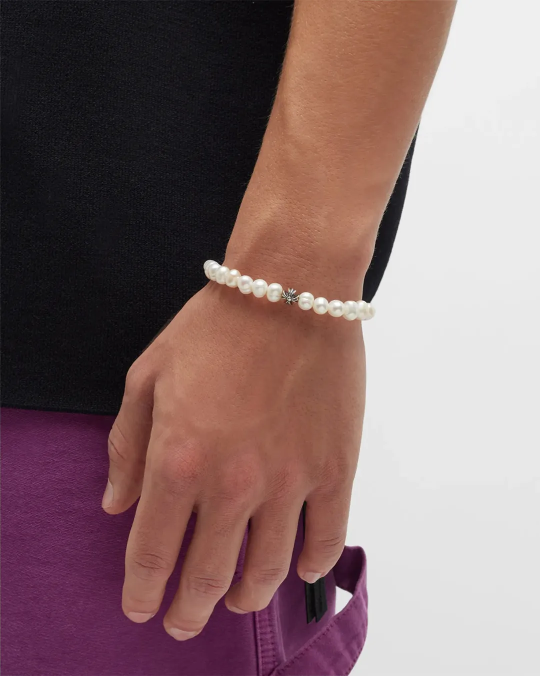 Pearl & Sterling Fluted Star Flex Bracelet