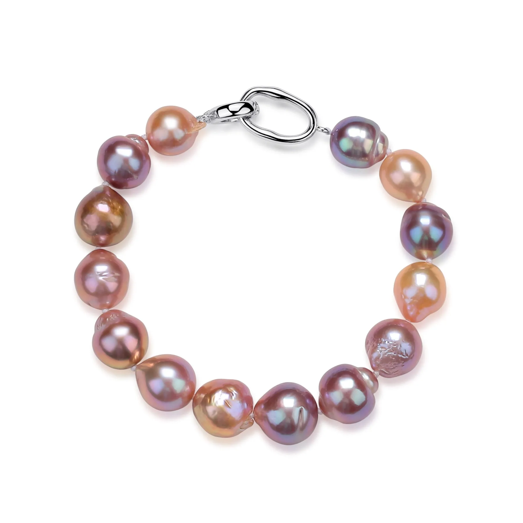 Pink-Purple Baroque Pearl Necklace and Bracelet Set