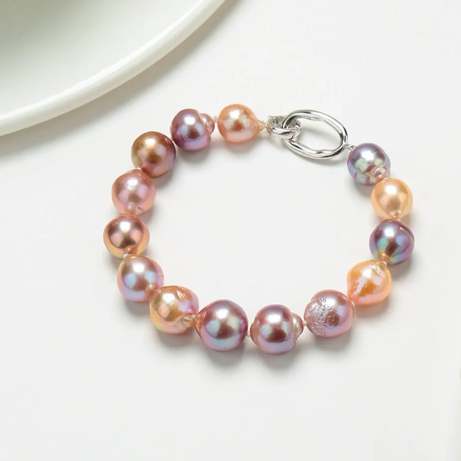 Pink-Purple Baroque Pearl Necklace and Bracelet Set