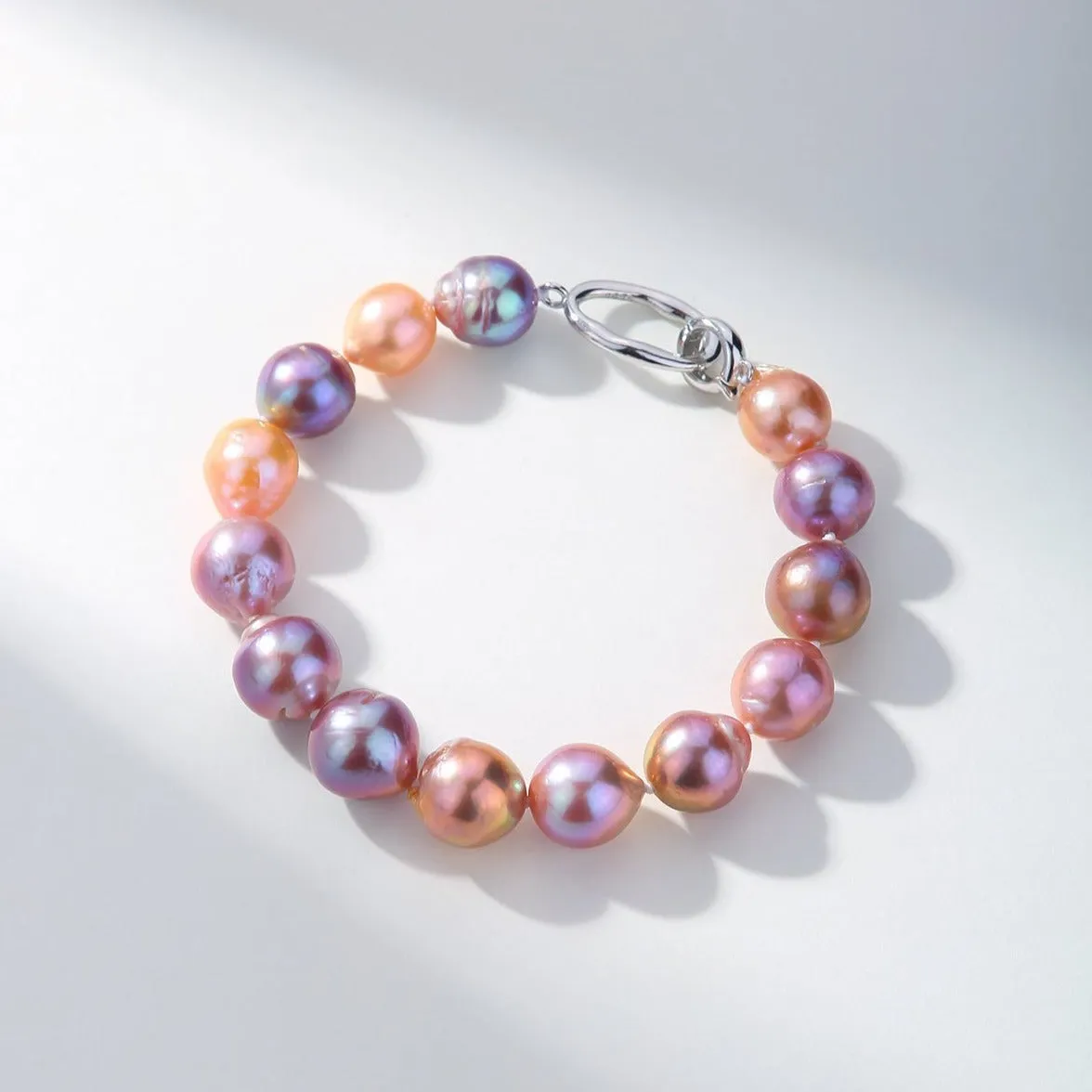 Pink-Purple Baroque Pearl Necklace and Bracelet Set