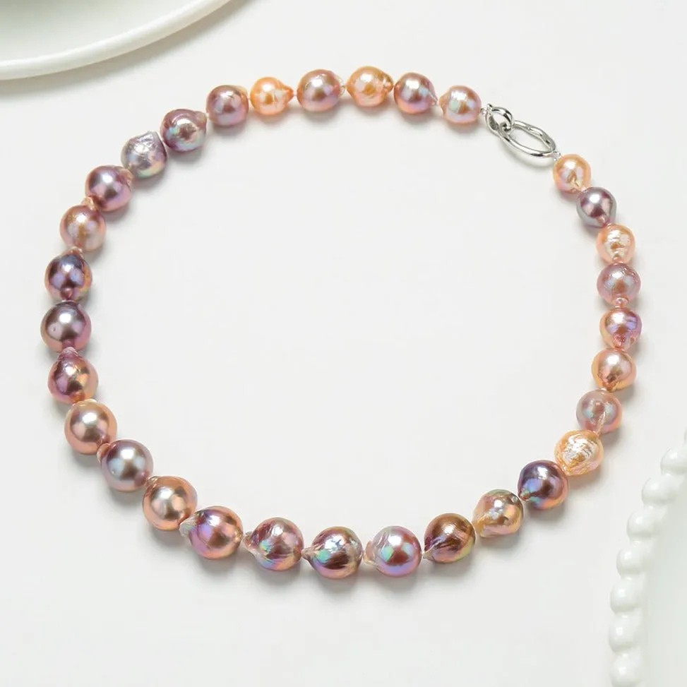 Pink-Purple Baroque Pearl Necklace and Bracelet Set