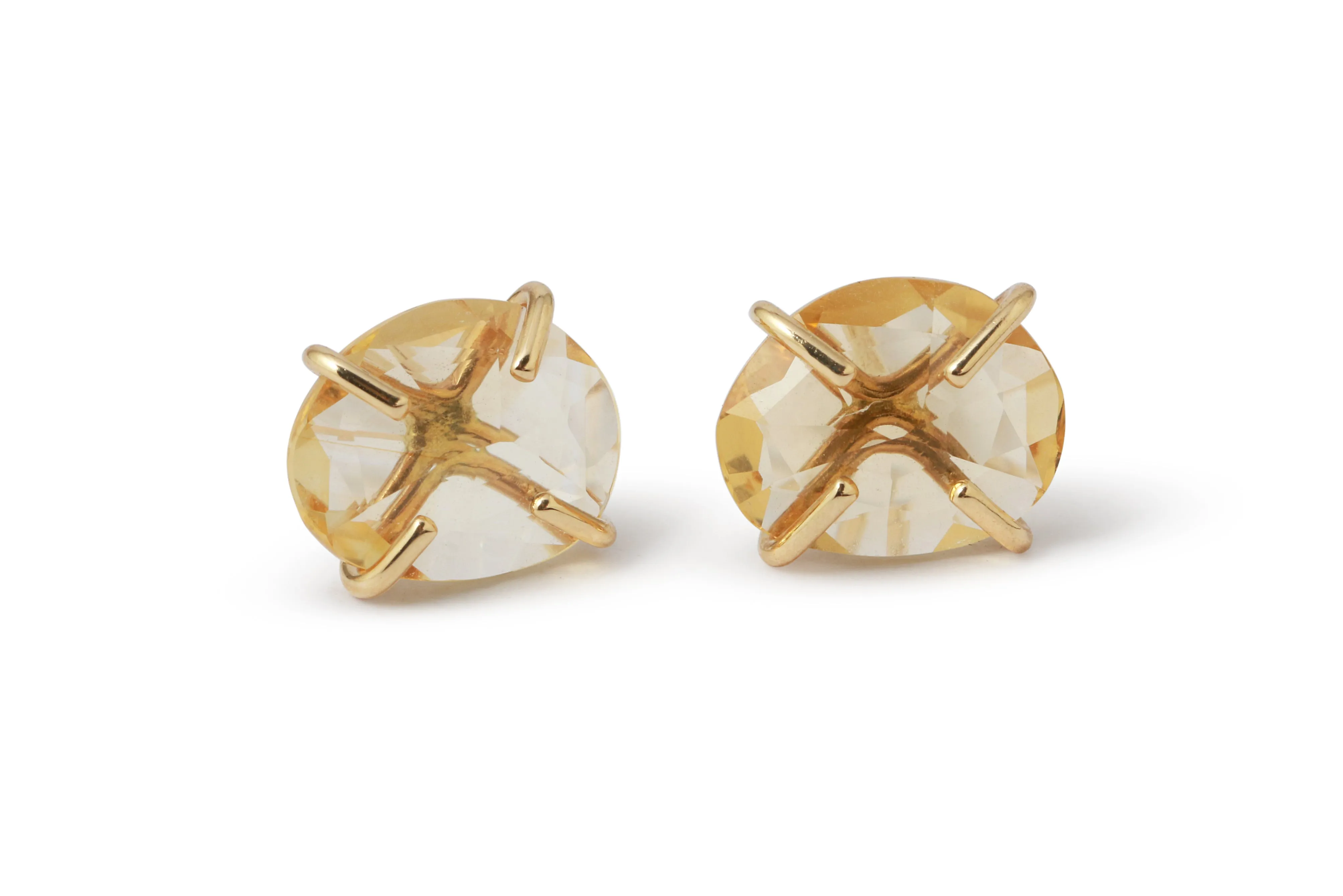 Prong Set Freeform Citrine Studs