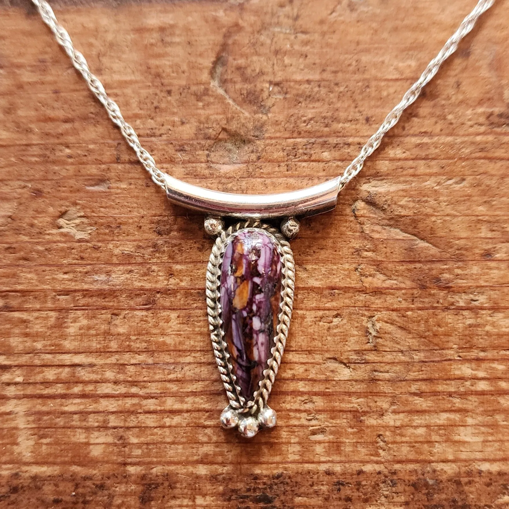 Purple Spiny Oyster Shell Pendant & Chain