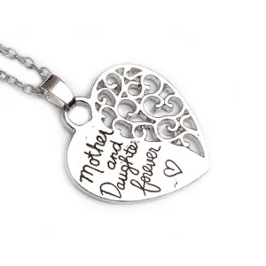 "Mother and Daughter Forever" Heart Pendant Necklace for Women