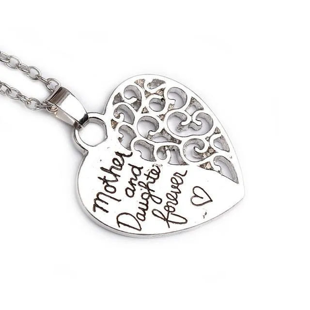 "Mother and Daughter Forever" Heart Pendant Necklace for Women