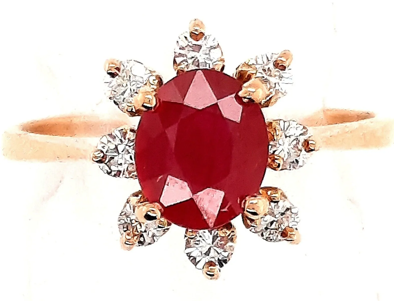 "Valentine's Day Splendour: 1.00ct Ruby & Cubic Zirconia 14ct Yellow Gold Ring"