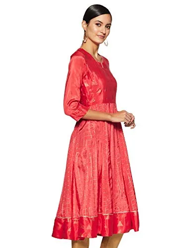 Rangriti Women's Synthetic a-line Kurta (RMMDESERT G2077_Coral_S (32))