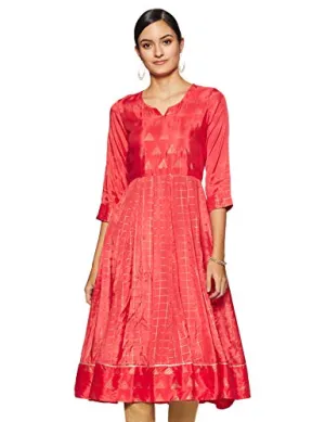 Rangriti Women's Synthetic a-line Kurta (RMMDESERT G2077_Coral_S (32))