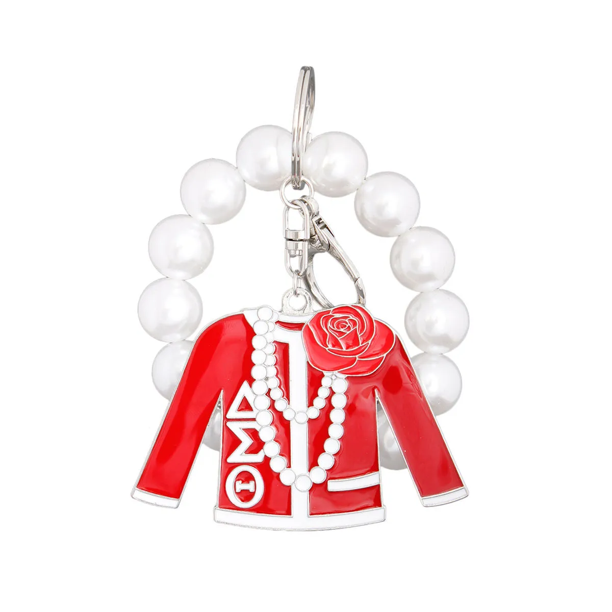 Red and White Delta Sigma Theta Sorority Keychain