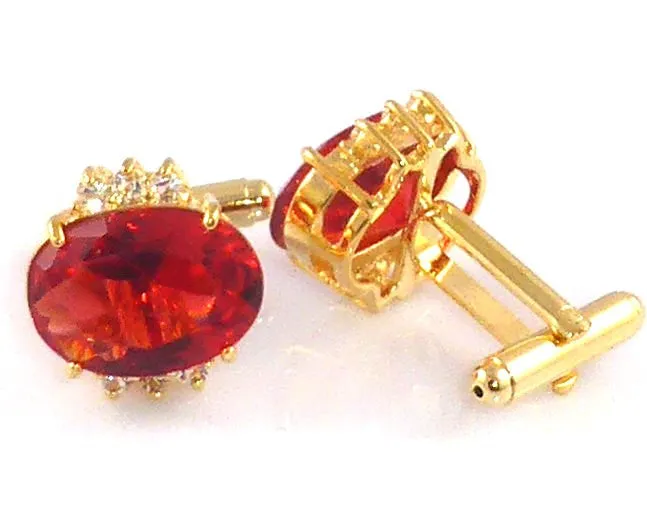 Red Garnet Ruby Oval Cut Cufflinks