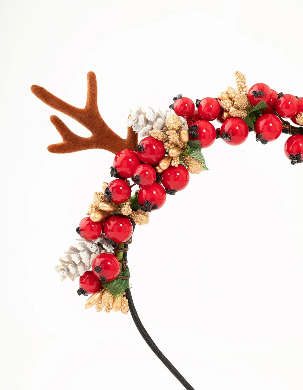 Reindeer & Wreath Fabric Headband