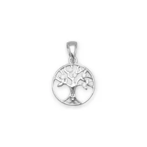 Rhodium Plated CZ Tree of Life Pendant