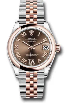 Rolex Steel and Everose Gold Datejust 31 Watch - Domed Bezel - Dark Rhodium Diamond Roman VI Dial - Jubilee Bracelet 278241 chodr6j