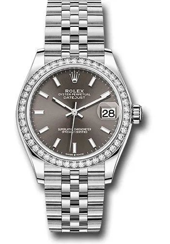 Rolex Steel and White Gold Datejust 31 Watch - Diamond Bezel - Dark Grey Index Dial - Jubilee Bracelet 278384RBR dkgij