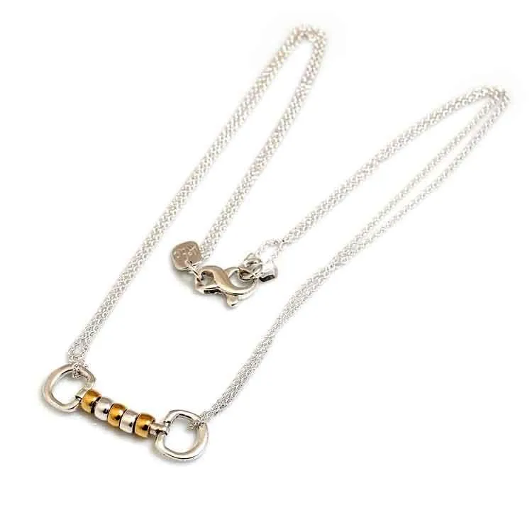 Roller Snaffle Horse Bit Necklace Sterling Silver 18k Gold