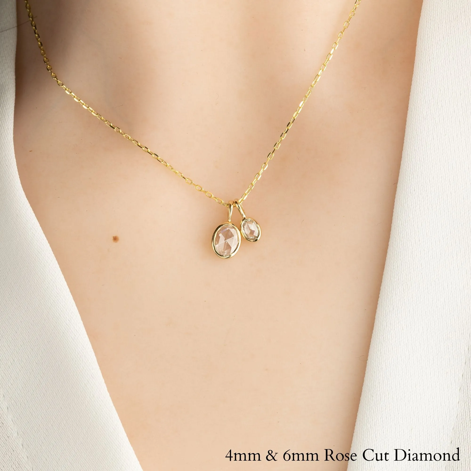 Rose Cut Diamond Bezel Necklace