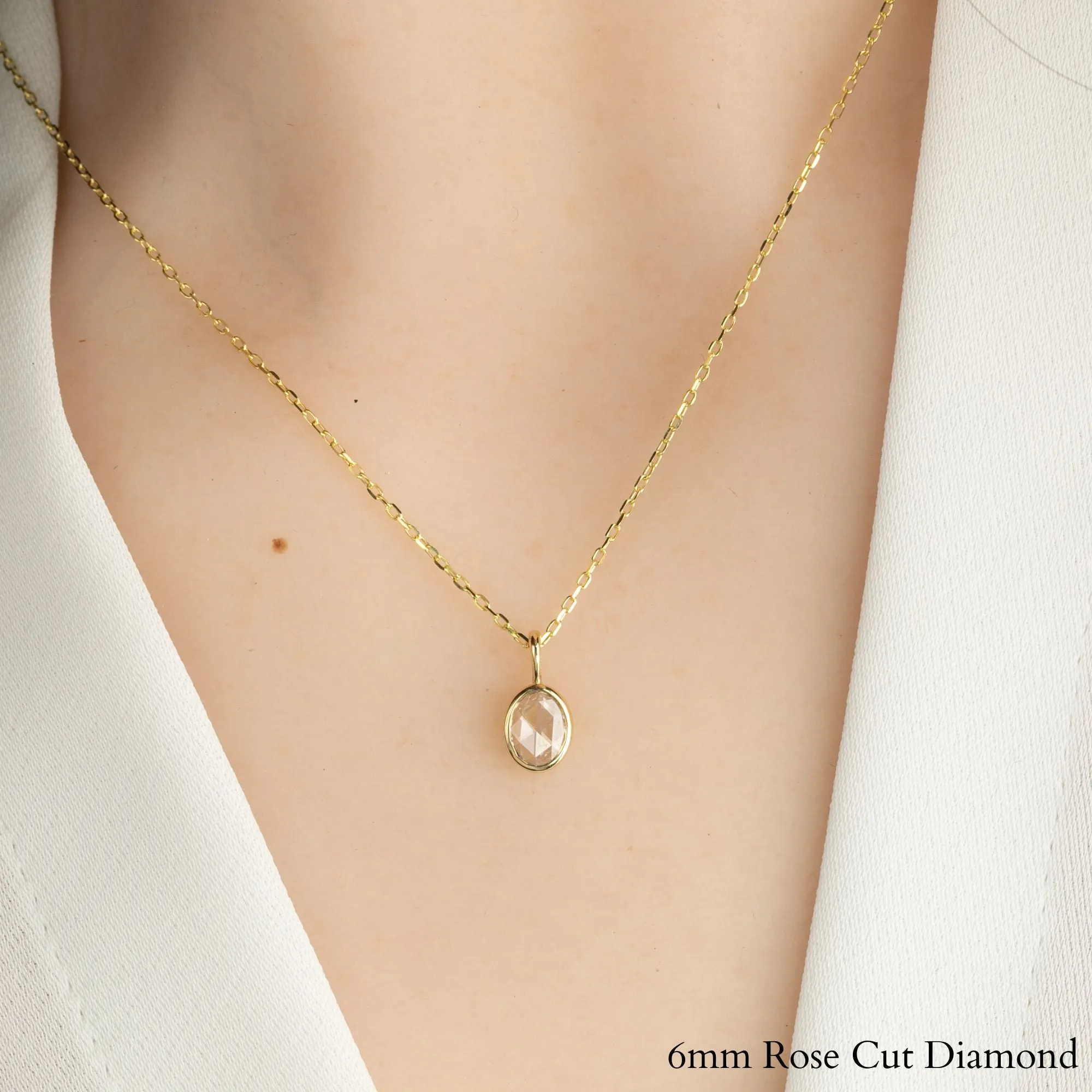 Rose Cut Diamond Bezel Necklace