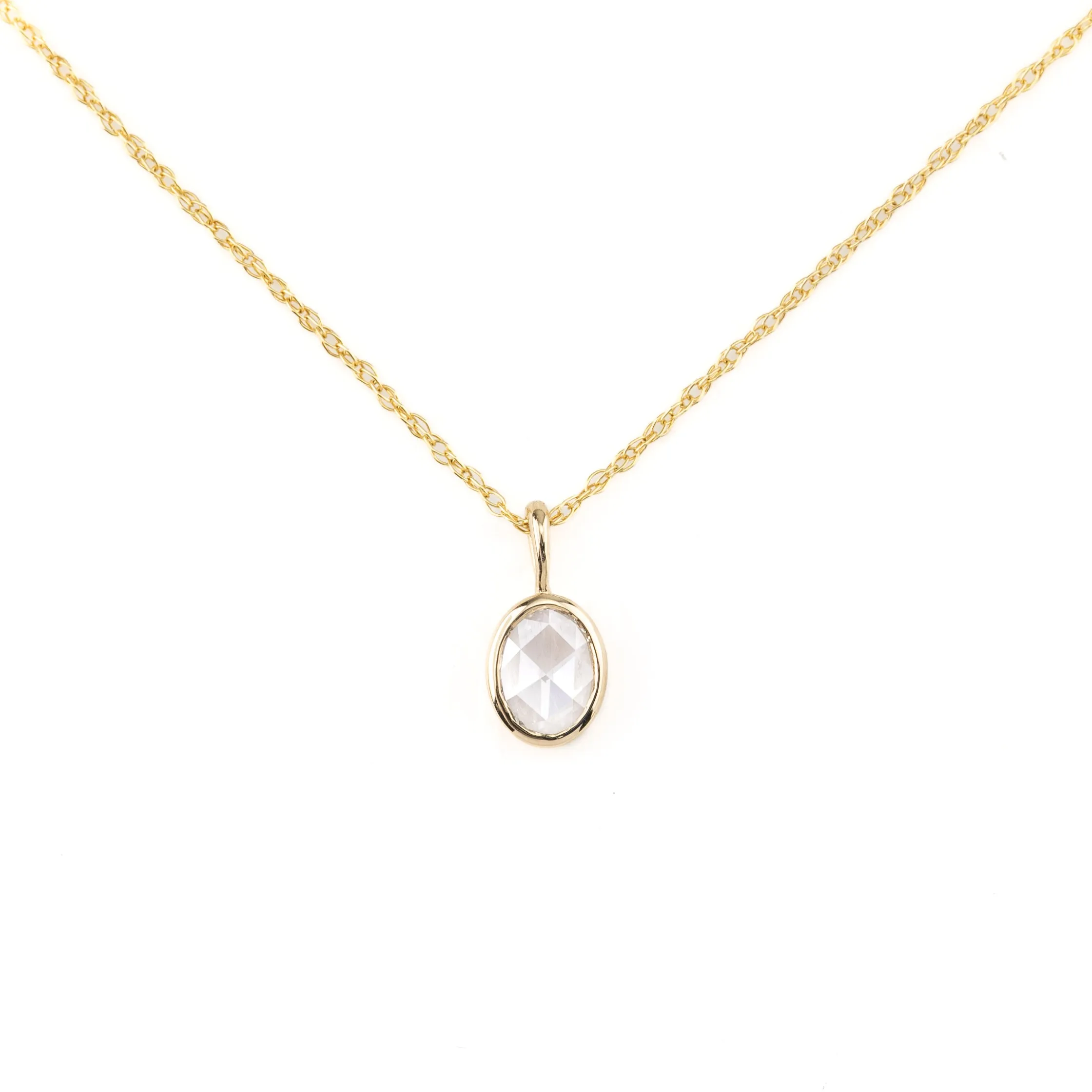 Rose Cut Diamond Bezel Necklace