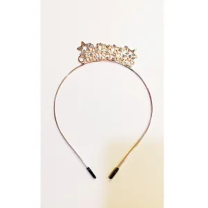 Rose Gold Metal Christmas Headband with Diamonds - Merry Christmas