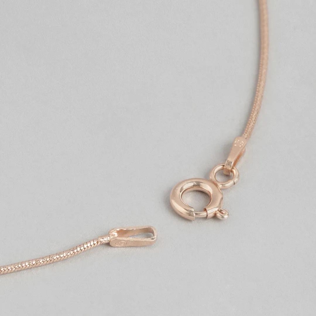 Rosy Serenity Rose Gold-Plated 925 Sterling Silver Snake Chain Anklet