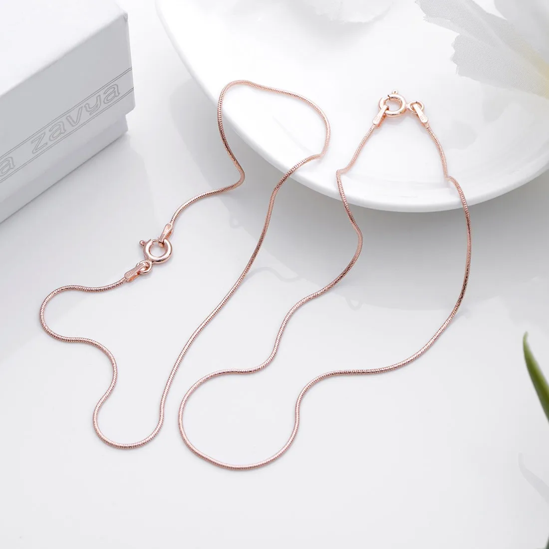 Rosy Serenity Rose Gold-Plated 925 Sterling Silver Snake Chain Anklet