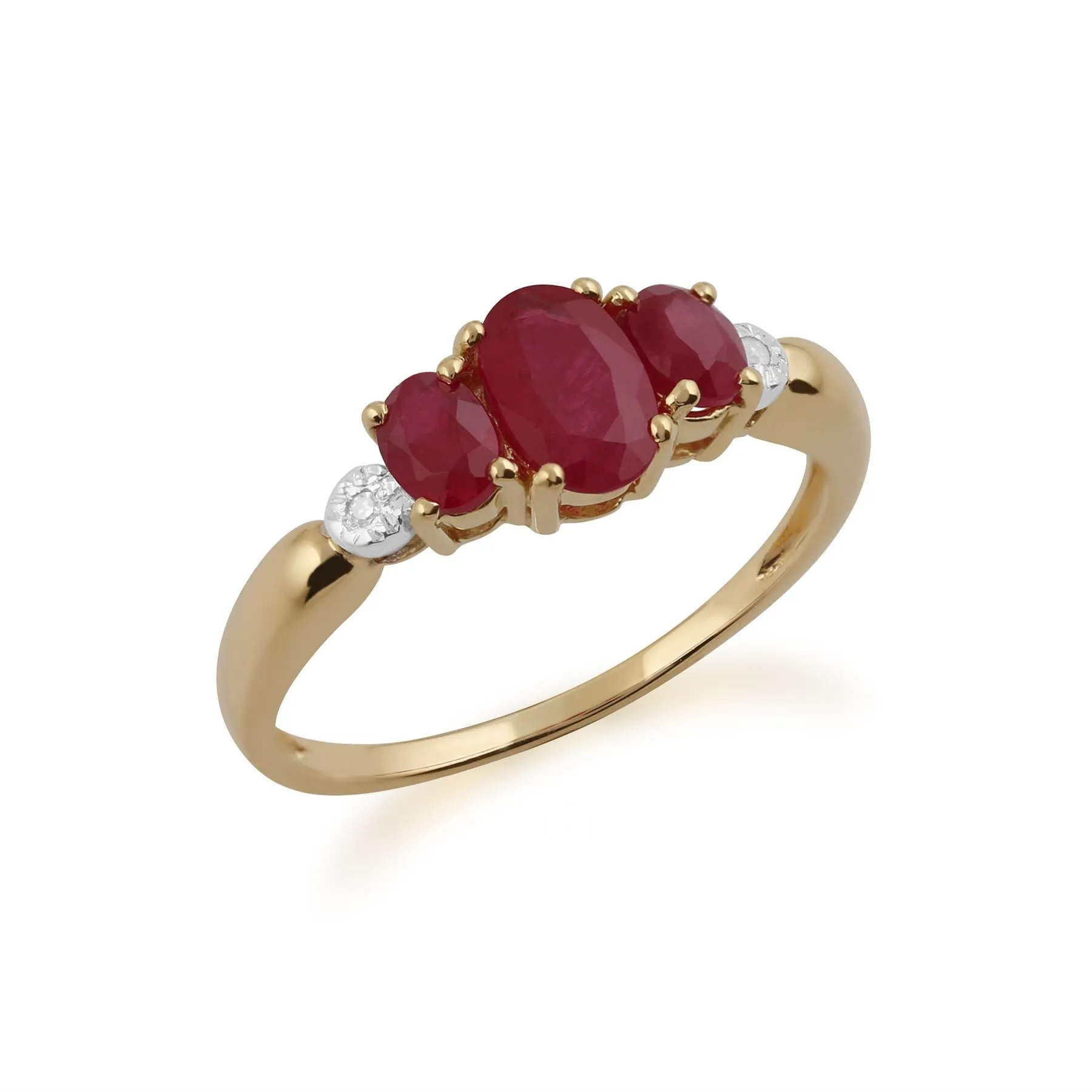 Rubin & Diamant Trauben Ring in 9ct Gelb Gold