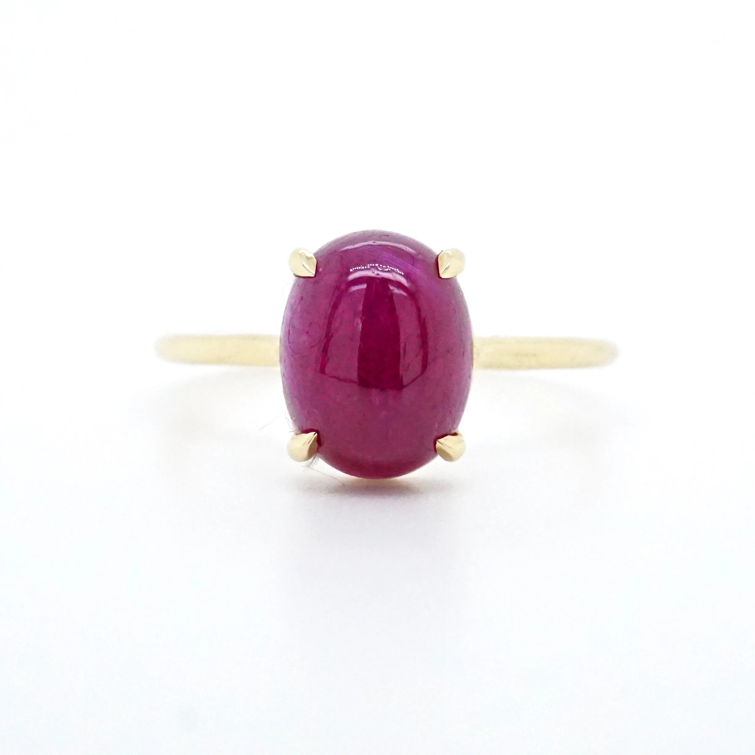 Ruby Gold Ring - Oval Ruby Cabochon Ring - Ruby July Birthstone Ring