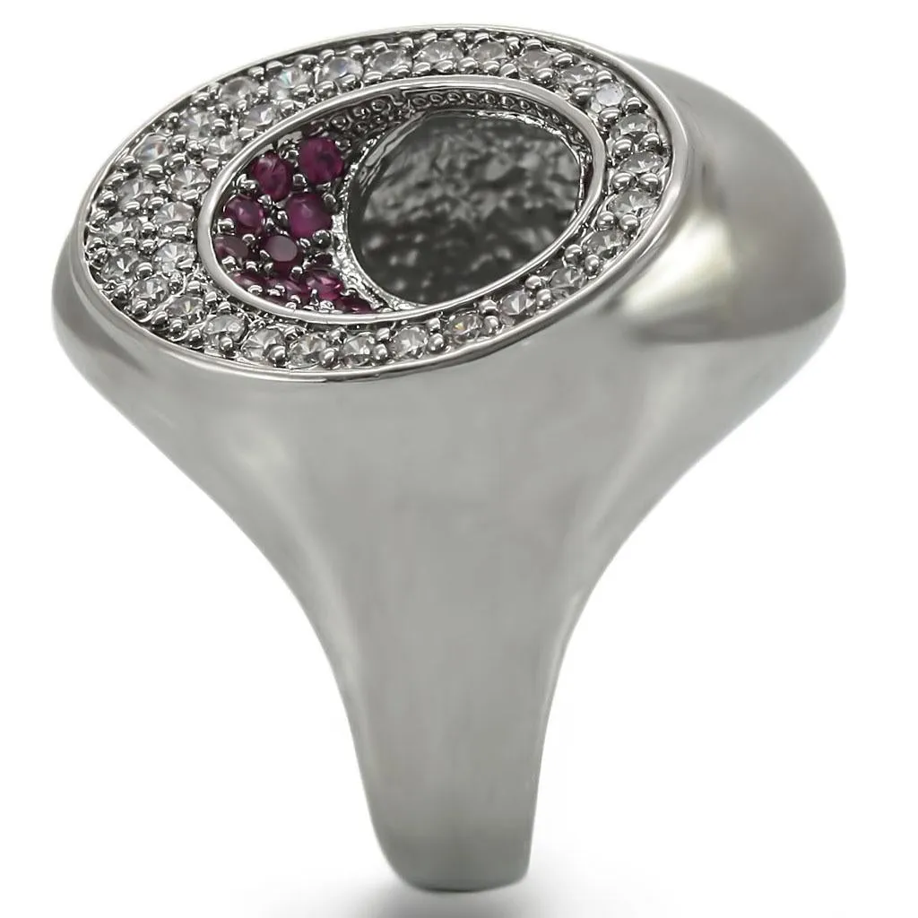 Ruthenium Brass Ring with Synthetic Garnet in Ruby for Women Style 0W304