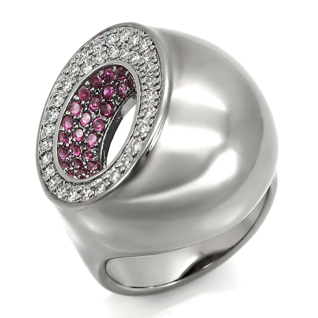 Ruthenium Brass Ring with Synthetic Garnet in Ruby for Women Style 0W304