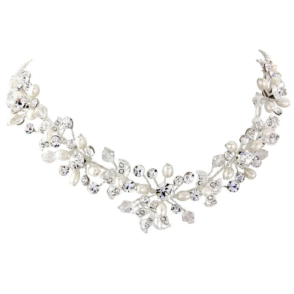 SassB Regal Crystal and Pearl Necklace Set