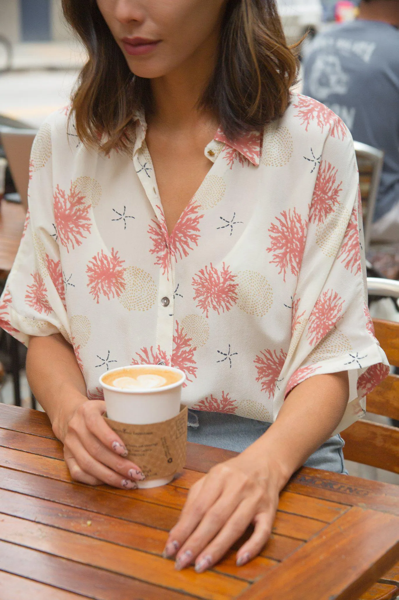 Seascape Silk Blouse in Cream   Rose