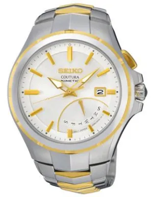 Seiko Mens Coutura Kinetic Retrograde - White Dial - Two Tone Stainless Steel