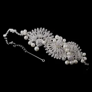 Silver Crystal & Ivory Pearl Headband HP 945