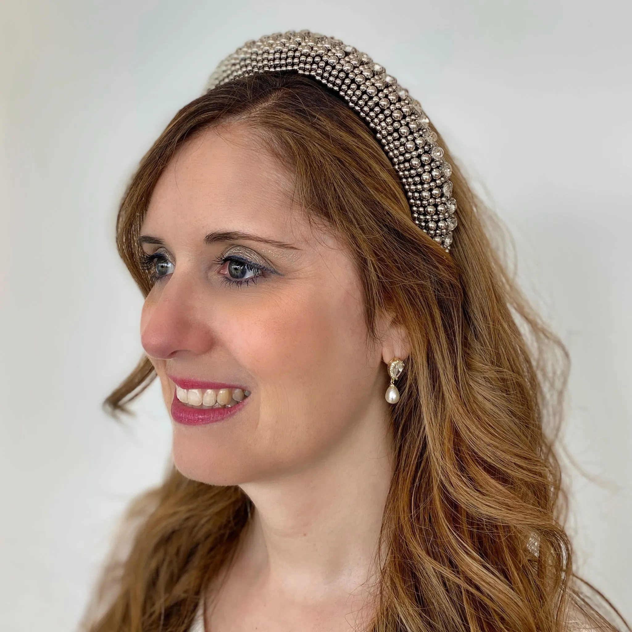 Silver Headband Statement Hair Band Beaded