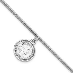 Silver Polished Elizabeth II Medal Bracelet