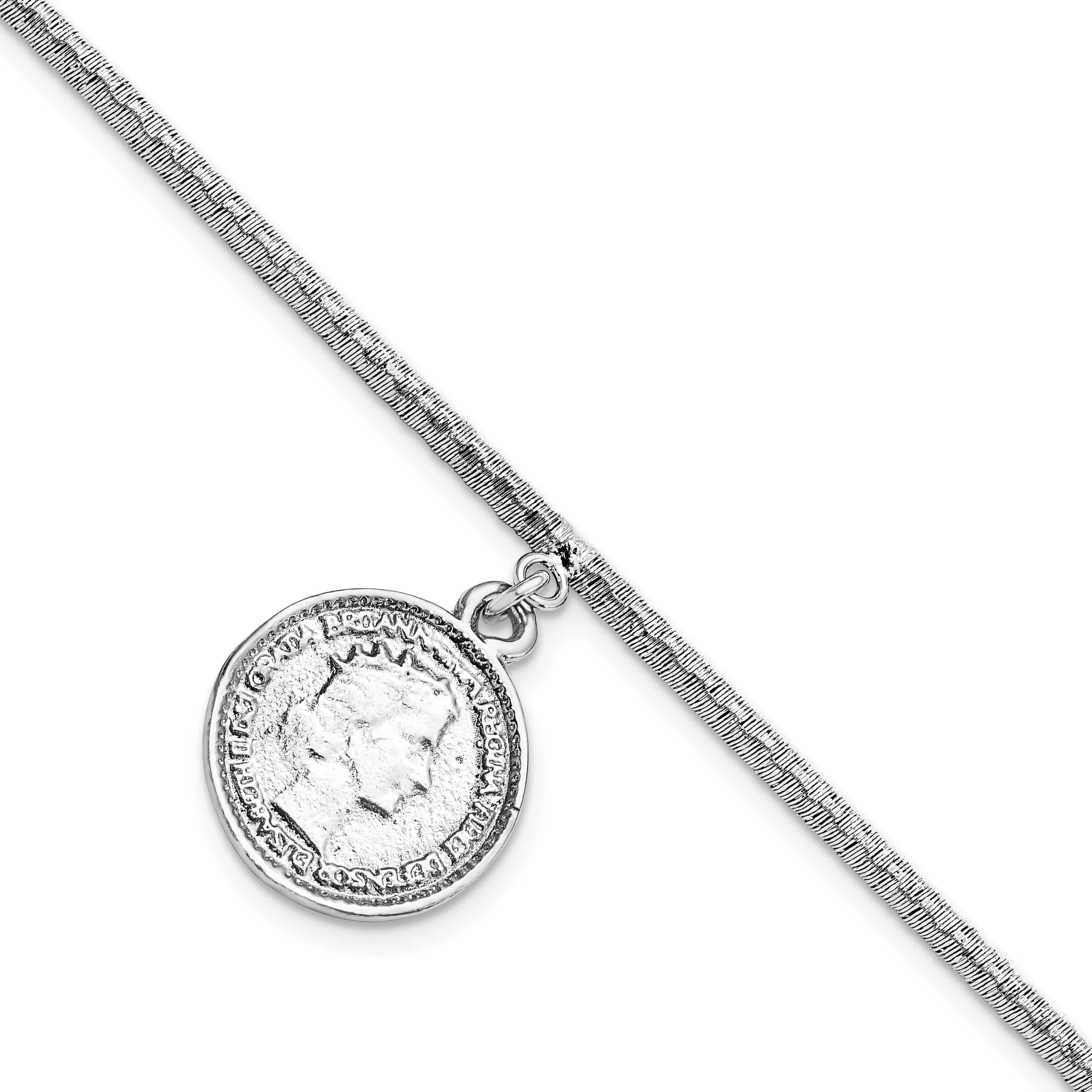 Silver Polished Elizabeth II Medal Bracelet