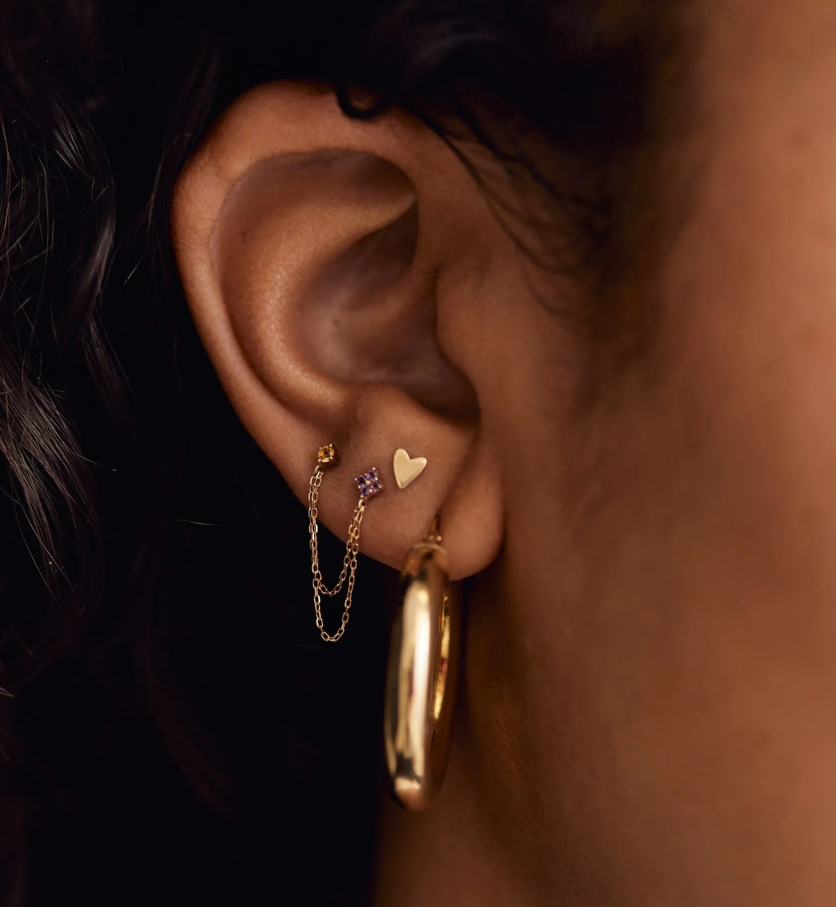 Single Distant Lover Stud Earring 14K