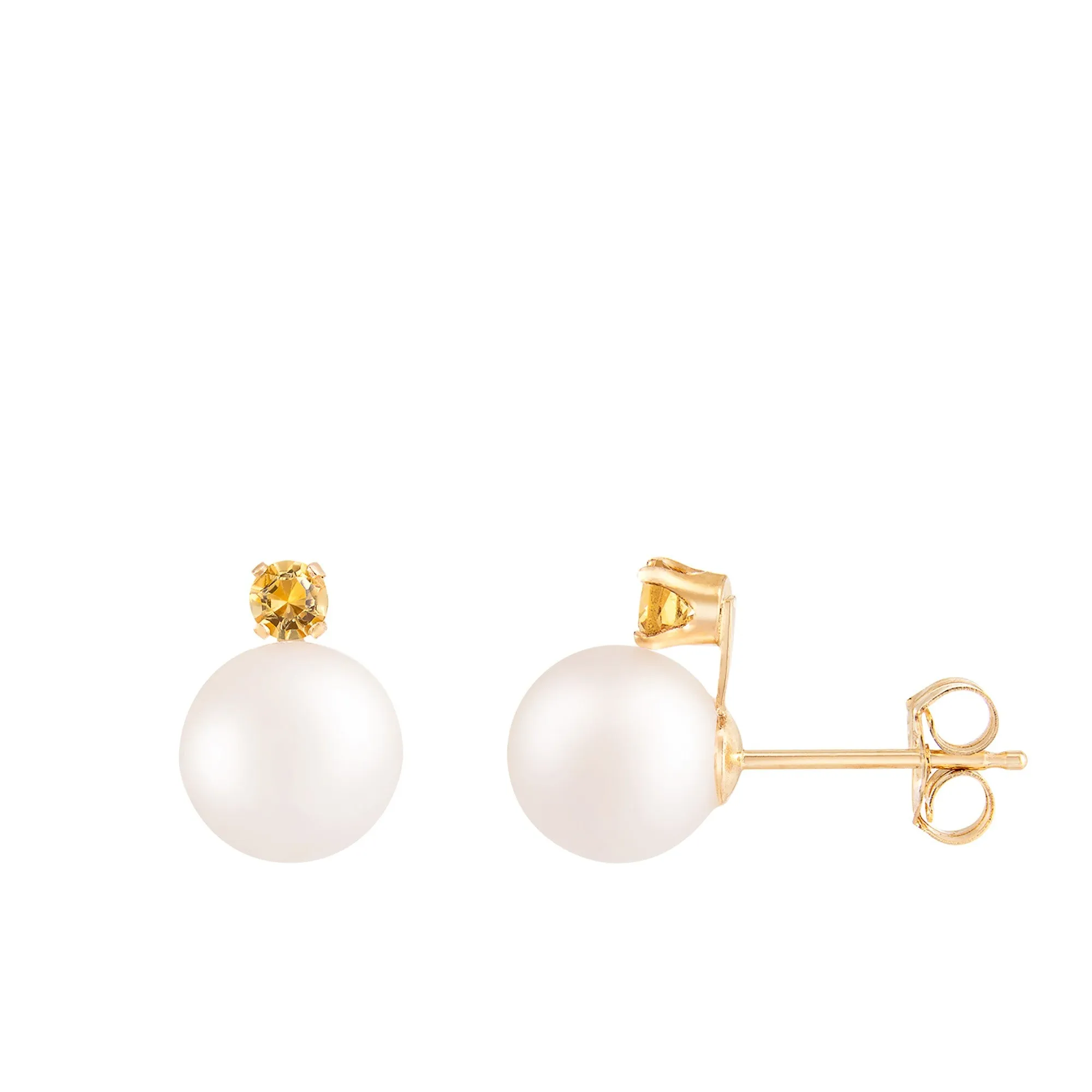 Splendid Pearls 14K Yellow Gold Citrine Earrings