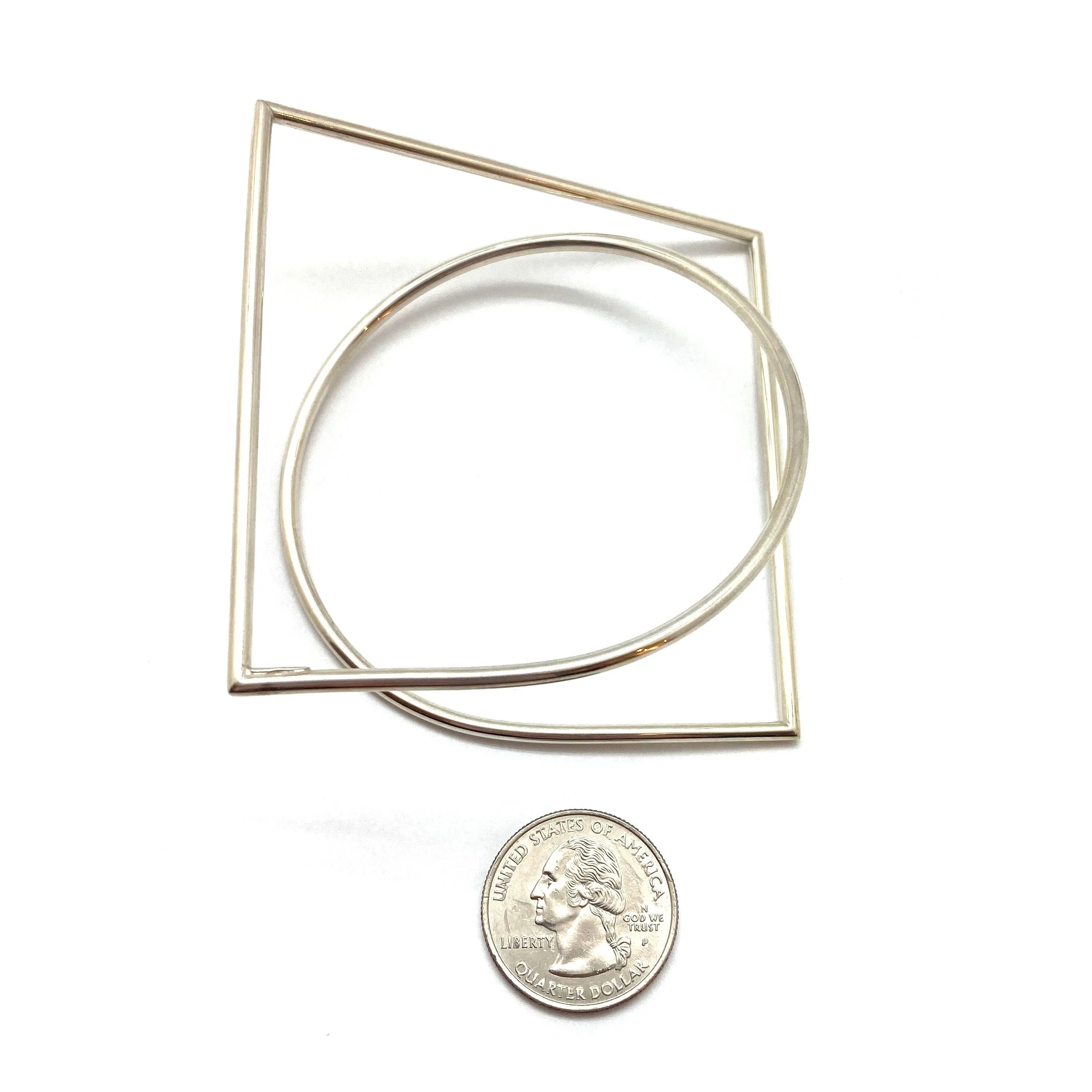 Square Architecture Bangle Bracelet - Silver