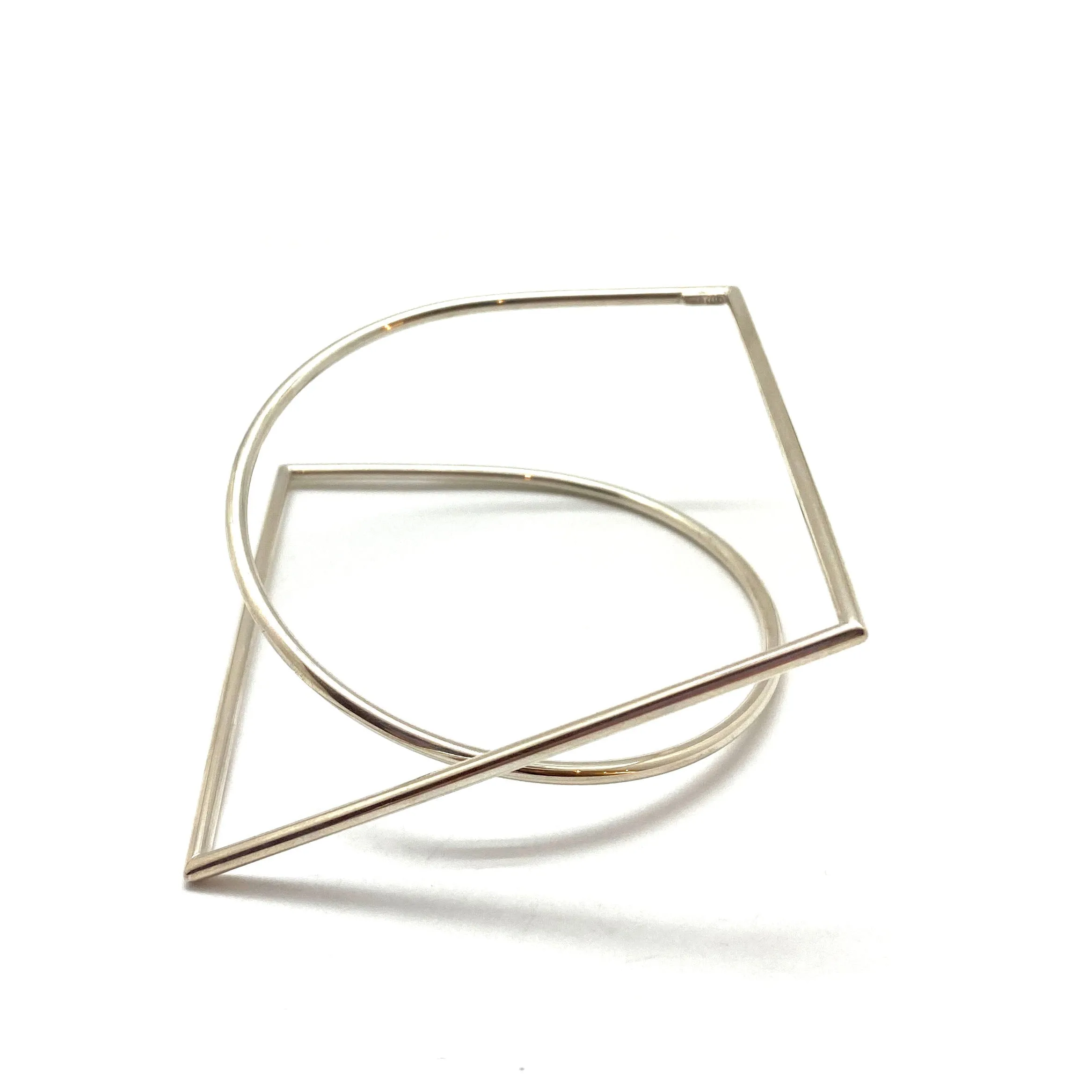 Square Architecture Bangle Bracelet - Silver