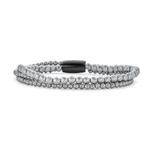 Stacked Metallic Grey Faceted Multi Strand Bracelet for Stress Relief Therapy