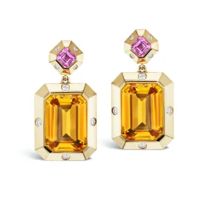 Stella Earrings Pink Sapphire x Citrine