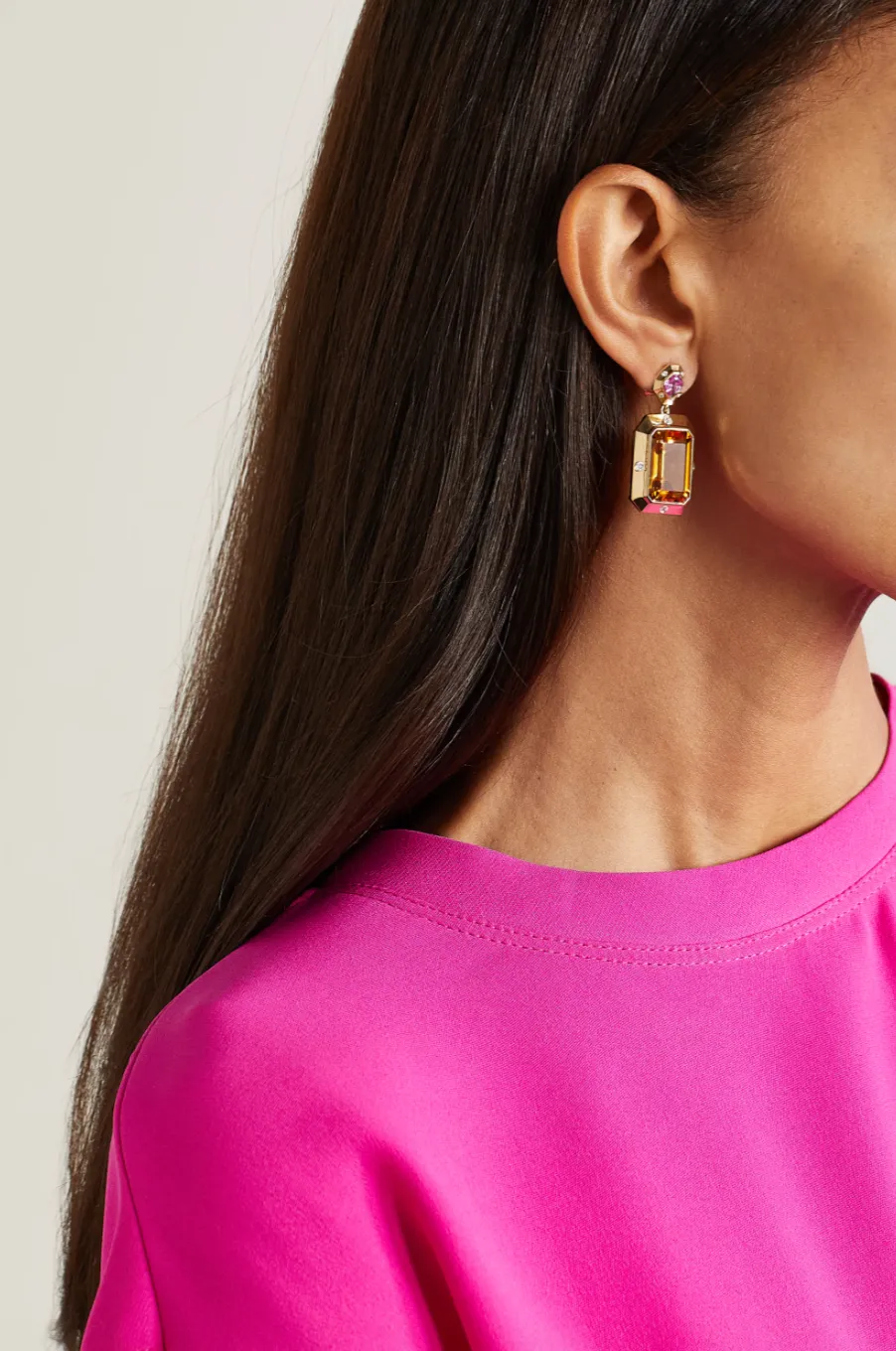 Stella Earrings Pink Sapphire x Citrine