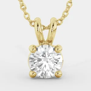 Stellar scintillation Natural Diamond Solitaire Pendant with a Yellow Gold Necklace