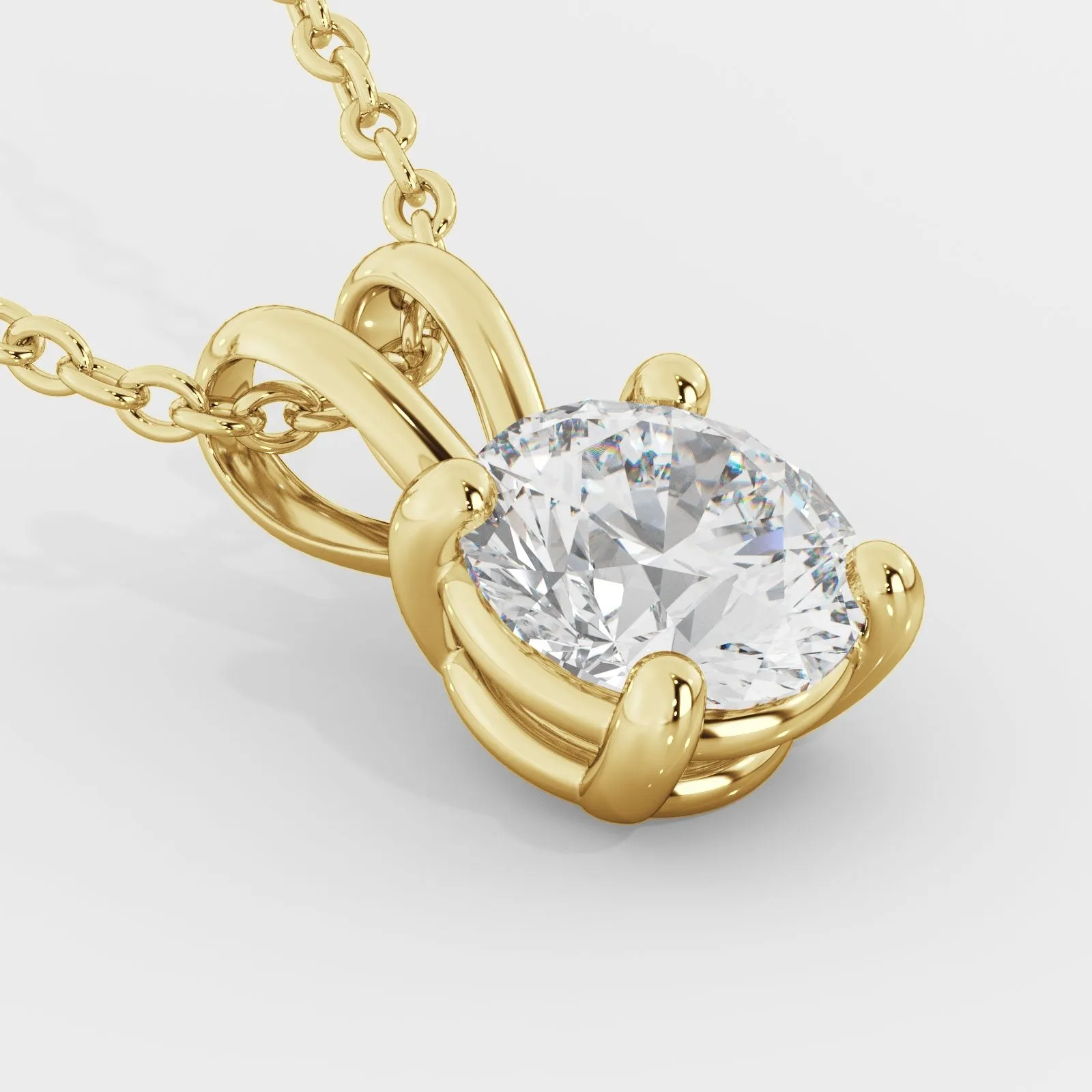 Stellar scintillation Natural Diamond Solitaire Pendant with a Yellow Gold Necklace