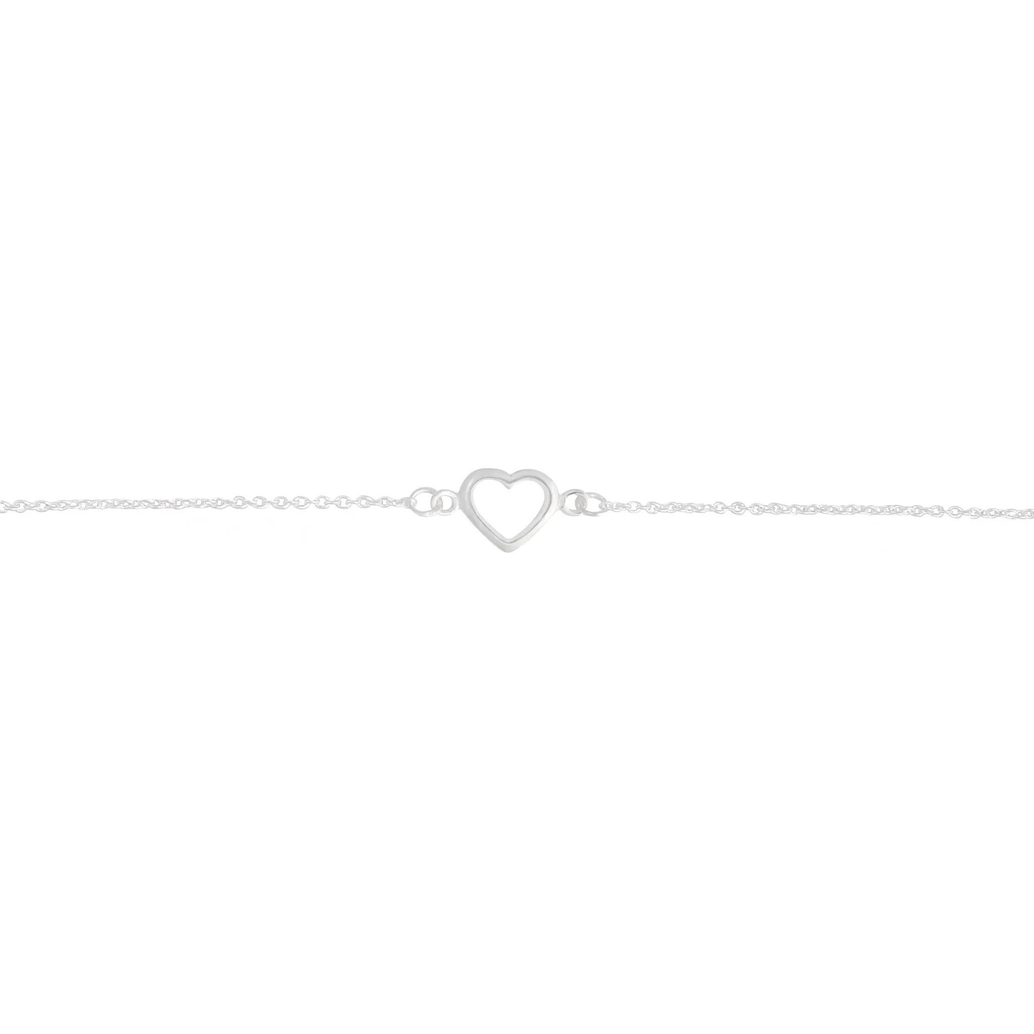 Sterling Silver Cut Out Fine Heart Bracelet