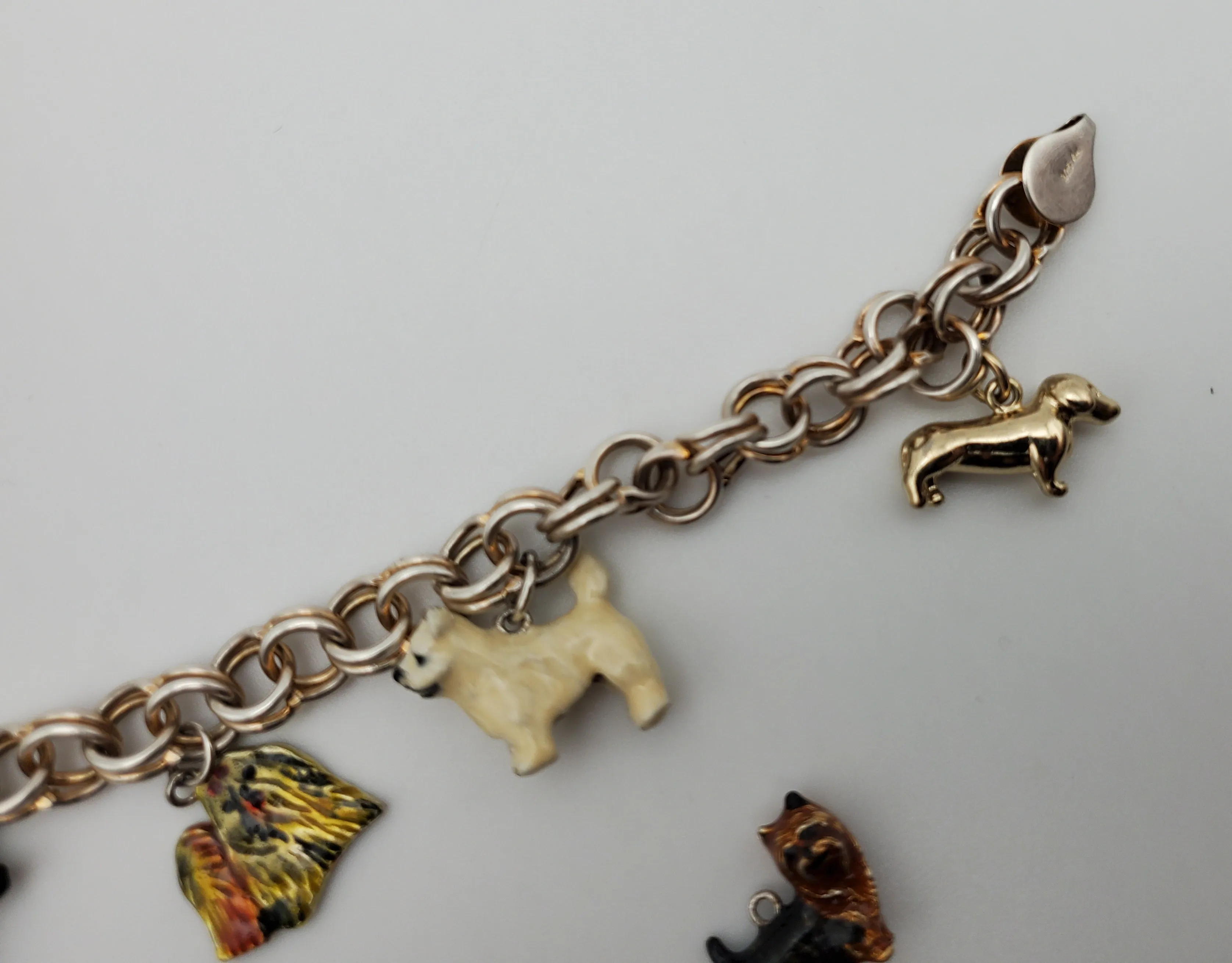 Sterling Silver Dog Charm Bracelet - 7"